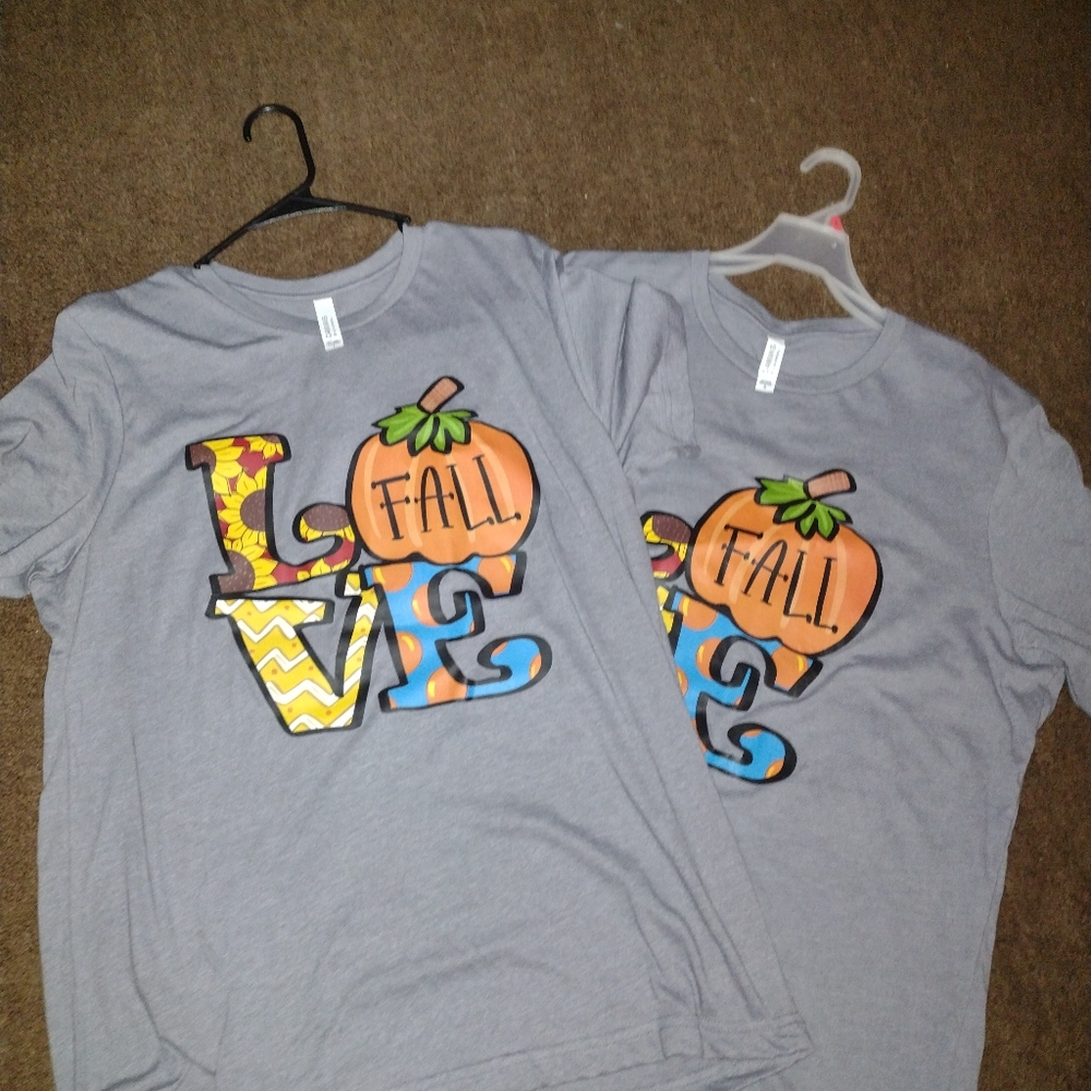 "Love Fall" shirt in a gray color and multiple sizes